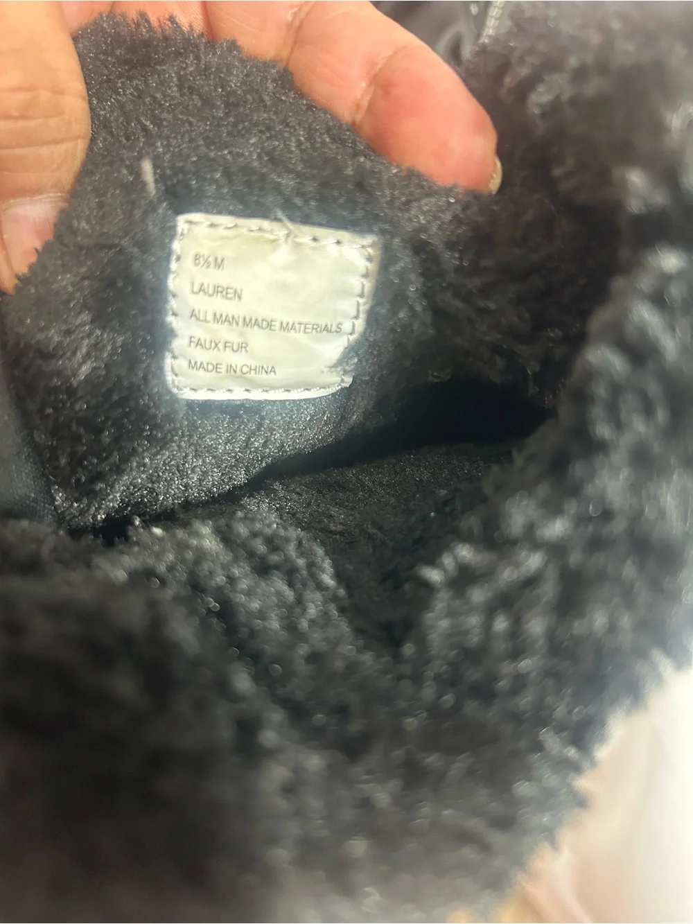 Sporto Black Faux-Sherpa Front-Zip Ankle Boots